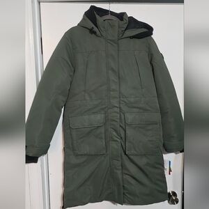Spyder Womens Long Hooded Puffer Jacket Thyme Green Size Med NWT